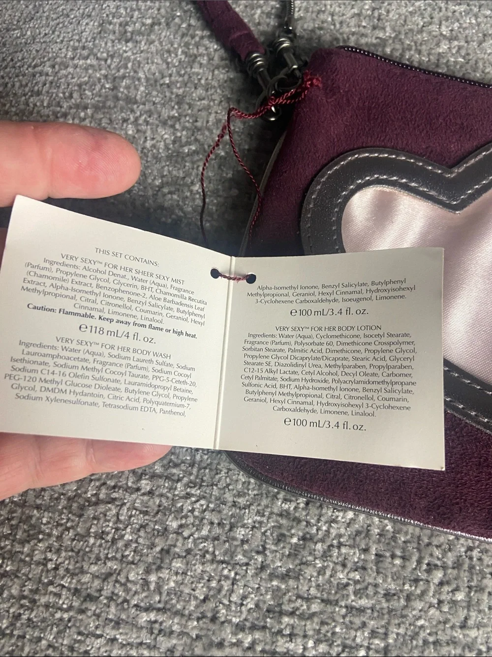 Victoria's Secret Plum Wristlet Clutch with Pink Heart Accent